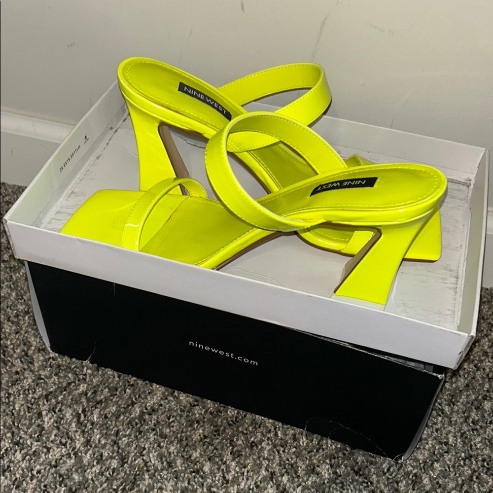 Nine West Yellow Heeled Sandals with Strappy Design